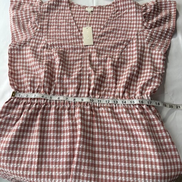 NWT Pleione Women's Puff Sleeve Dress Size‎ 1X Shoulder Ruffle Checkered - Picture 9 of 14